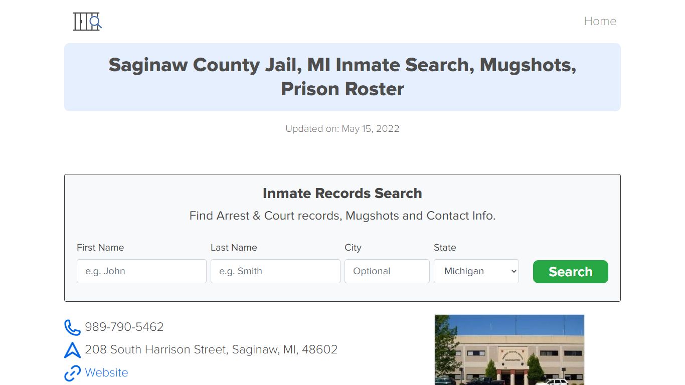 Saginaw County Jail, MI Inmate Search, Mugshots, Prison ...